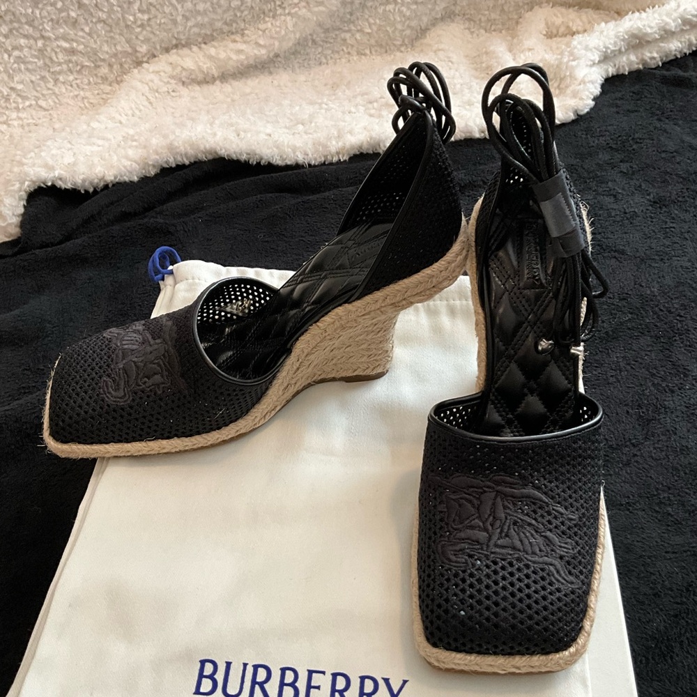 Burberry Black Espadrilles with Perforated Design